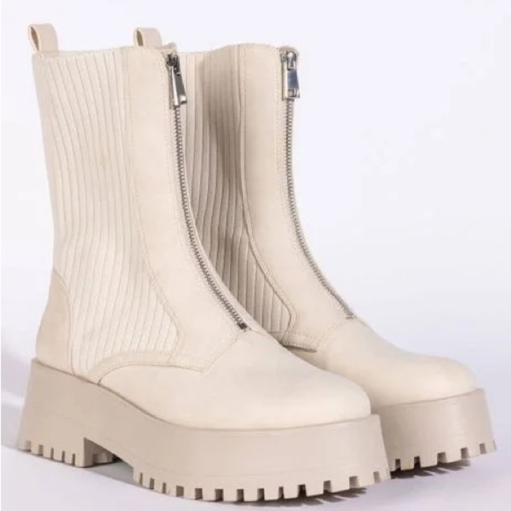 Cream Platform Boots - Bone Flatform Boots